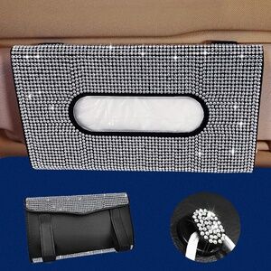 Bling Car Visor Mask Holder Sparkling Crystals Car Visor Tissue Holder Gold